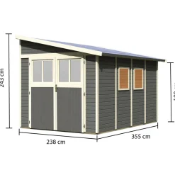 Karibu Blockbohlenhaus Bomlitz 4 terragrau