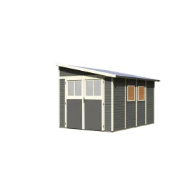 Karibu Blockbohlenhaus Bomlitz 4 terragrau