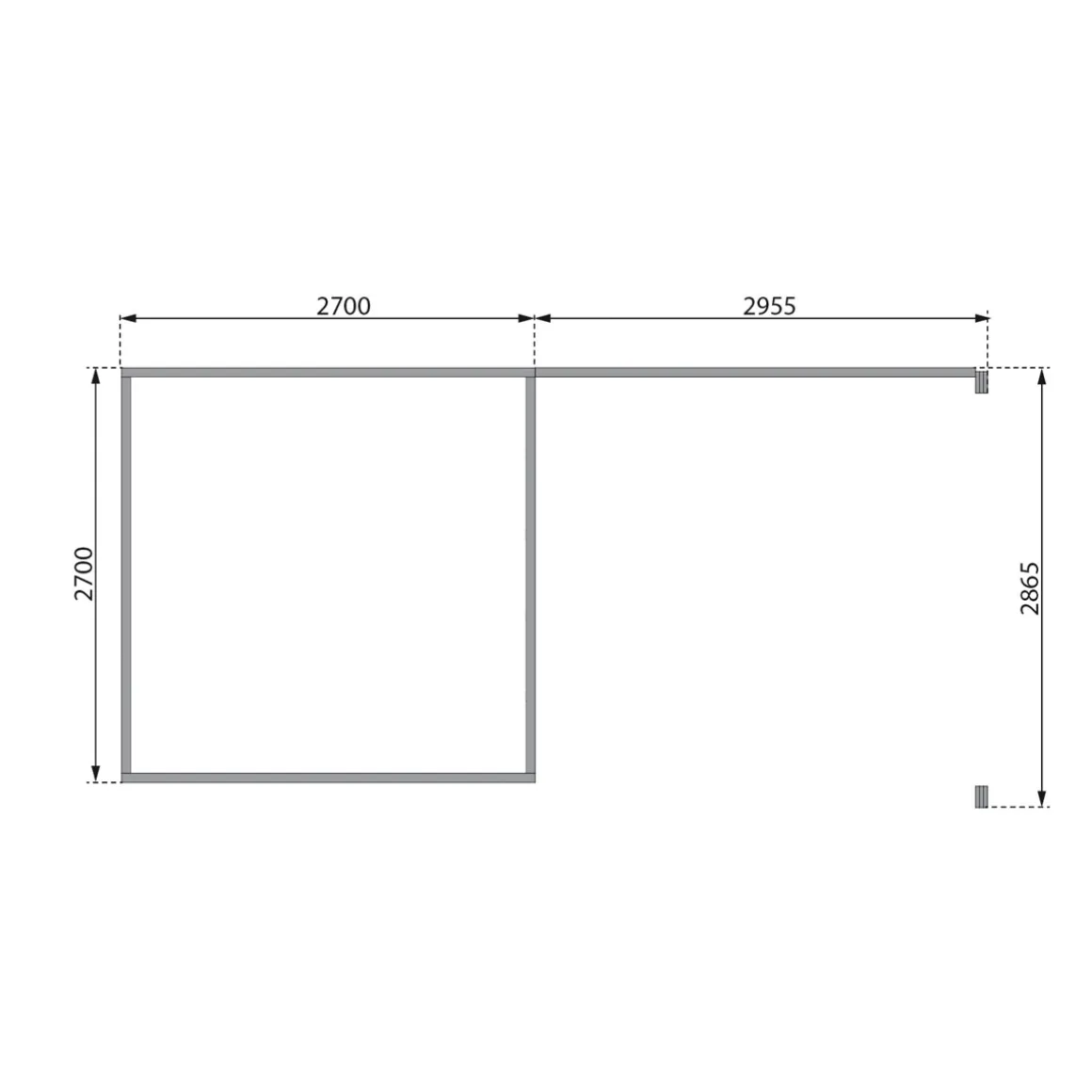 Karibu Blockbohlenhaus Kastorf 6 terragrau mit Anbaudach und Rückwand
