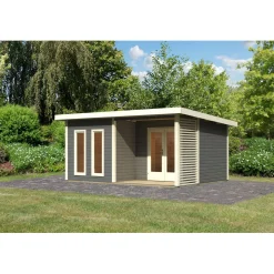 Karibu Blockbohlenhaus Radeburg 5 terragrau