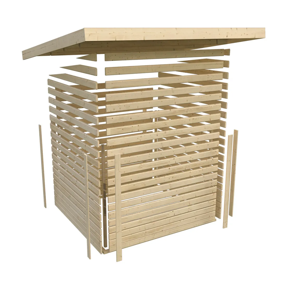 Karibu Blockbohlenhaus Radeburg 2 terragrau