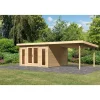 Karibu Blockbohlenhaus Radeburg 3 naturbelassen mit Anbaudach