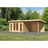 Karibu Blockbohlenhaus Radeburg 2 naturbelassen mit Anbaudach und Rückwand