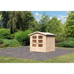 Karibu Blockbohlenhaus Rhein 2 186 x 186 cm naturbelassen