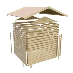 Karibu Blockbohlenhaus Rhein 2 186 x 186 cm naturbelassen