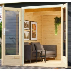 Karibu Blockbohlenhaus Radeburg 1 terragrau