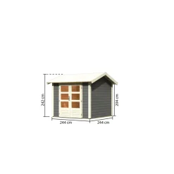 Karibu Blockbohlenhaus Theres 3 terragrau