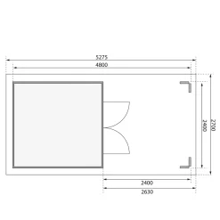 Karibu Blockbohlenhaus Theres 3 terragrau mit Dachausbauelement