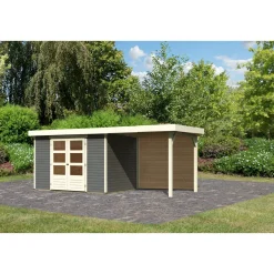 Karibu BBH Askola 4 Set mit Anbaudach terragrau