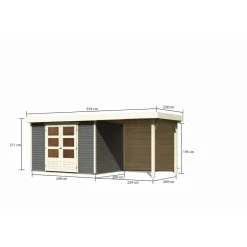 Karibu BBH Askola 4 Set mit Anbaudach terragrau