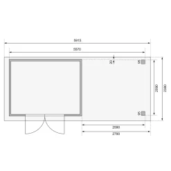 Karibu BBH Askola 4 Set mit Anbaudach terragrau