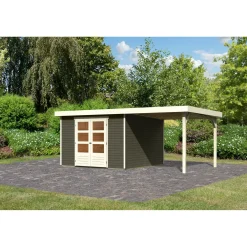 Karibu BBH Askola 6 Set mit Anbaudach terragrau