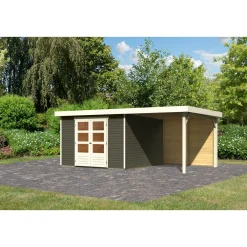 Karibu BBH Askola 6 Set mit Anbaudach terragrau