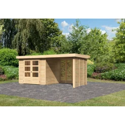 Karibu BBH Askola 3 Set mit Anbaudach naturbelassen