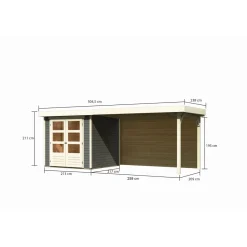 Karibu BBH Askola 2 Set mit Anbaudach terragrau