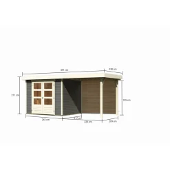 Karibu BBH Askola 3 Set mit Anbaudach terrabrau