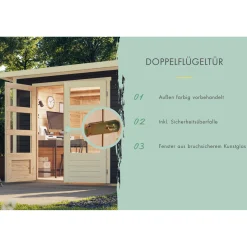 Karibu BBH Askola 5 Set mit Anbaudach terragrau