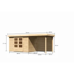 Karibu BBH Askola 4 Set mit Anbaudach naturbelassen