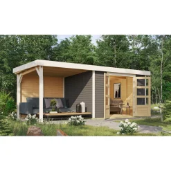 Karibu BBH Askola 5 Set mit Anbaudach terragrau