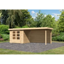 Karibu BBH Askola 3 Set mit Anbaudach naturbelassen