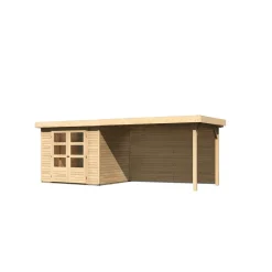 Karibu BBH Askola 3 Set mit Anbaudach naturbelassen