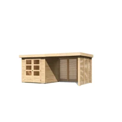 Karibu BBH Askola 2 Set mit Anbaudach naturbelassen