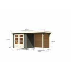 Karibu BBH Askola 2 Set mit Anbaudach terragrau