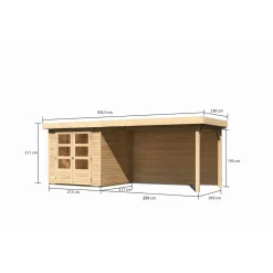 Karibu BBH Askola 2 Set mit Anbaudach naturbelassen