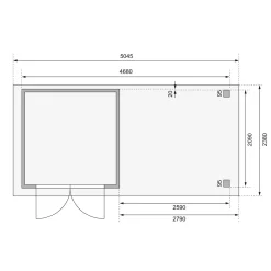 Karibu BBH Askola 2 Set mit Anbaudach naturbelassen