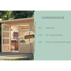 Karibu BBH Askola 3 Set mit Anbaudach naturbelassen