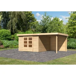 Karibu BBH Askola 6 Set mit Anbaudach naturbelassen