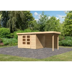 Karibu BBH Askola 5 Set mit Anbaudach naturbelassen