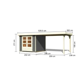 Karibu BBH Askola Set mit Anbaudach terragrau