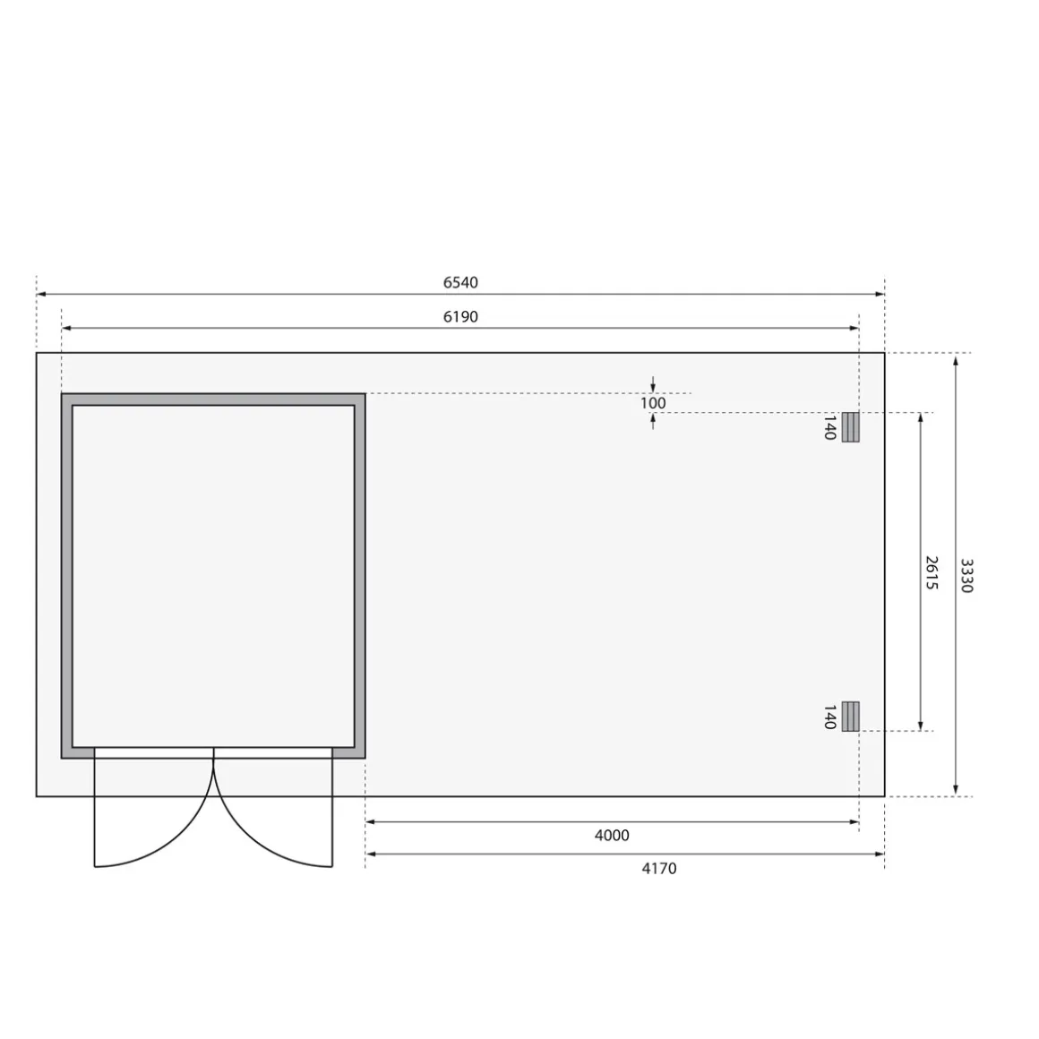 Karibu BBH Bastrup 4 Set mit Anbaudach naturbelassen