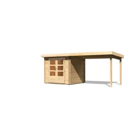 Karibu BBH Bastrup 2 Set mit Anbaudach naturbelassen