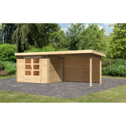 Karibu BBH Bastrup 3 Set mit Anbaudach naturbelassen