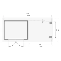 Karibu BBH Bastrup 3 Set mit Anbaudach naturbelassen