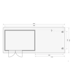 Karibu BBH Bastrup 8 Set mit Anbaudach naturbelassen