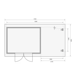 Karibu BBH Bastrup 7 Set mit Anbaudach naturbelassen