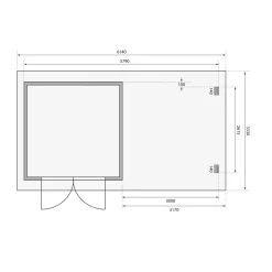 Karibu BBH Bastrup 5 Set mit Anbaudach naturbelassen