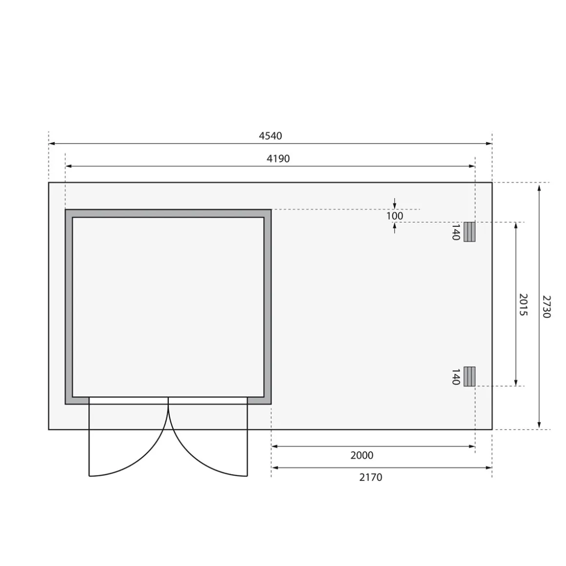 Karibu BBH Bastrup 2 Set mit Anbaudach naturbelassen