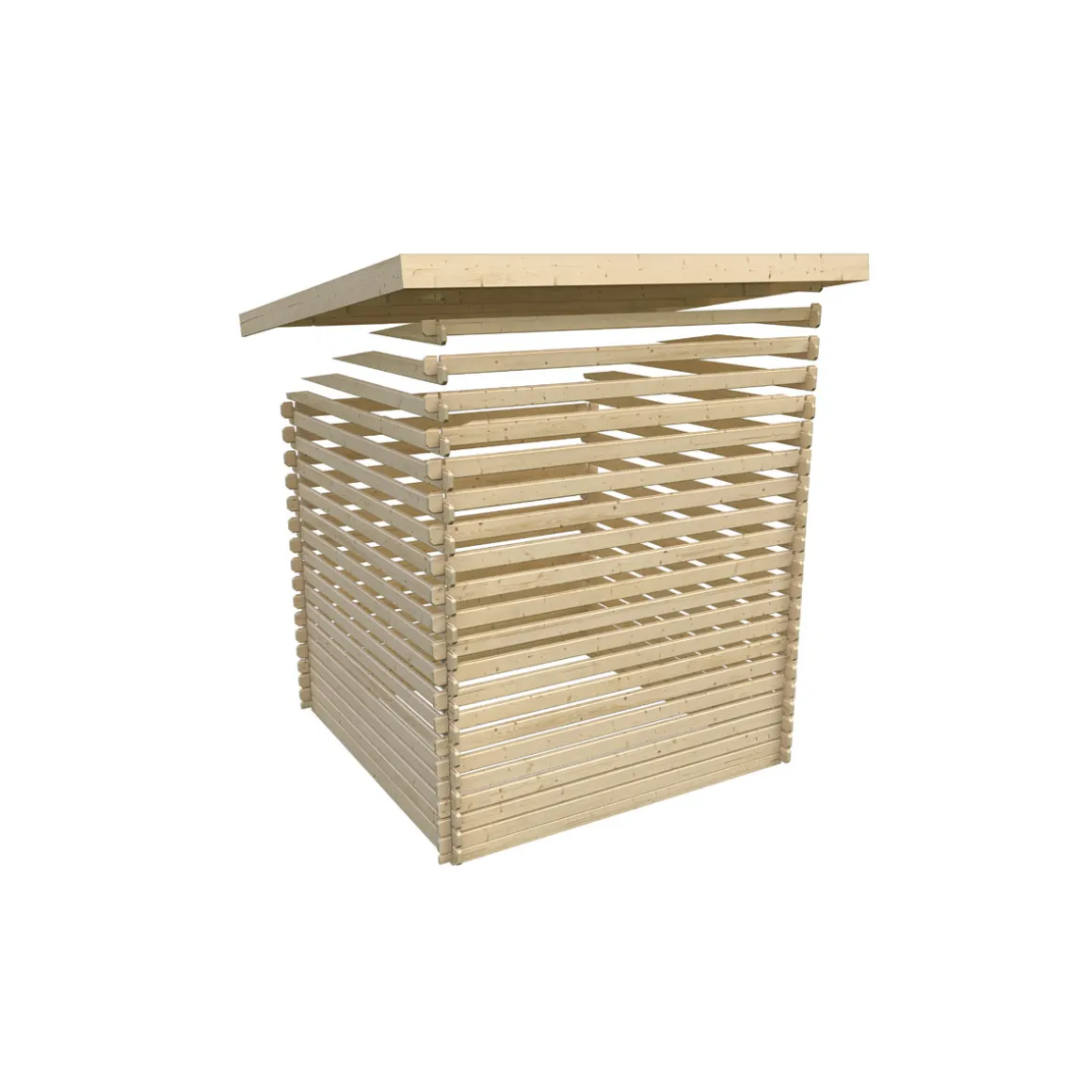 Karibu BBH Bastrup 2 Set mit Anbaudach naturbelassen