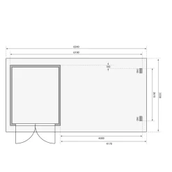 Karibu BBH Bastrup 4 Set mit Anbaudach naturbelassen