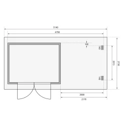 Karibu BBH Bastrup 3 Set mit Anbaudach naturbelassen