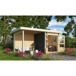 Karibu BBH Kandern 1 Set mit Anbaudach terragrau