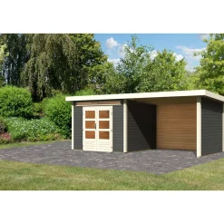 Karibu BBH Kandern 6 Set mit Anbaudach terragrau