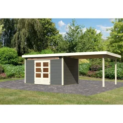 Karibu BBH Kandern 7 Set mit Anbaudach terragrau