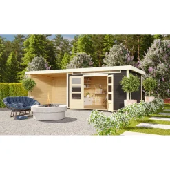 Karibu BBH Kandern 7 Set mit Anbaudach terragrau