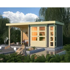 Karibu BBH Kerko 3 Set mit Anbaudach terragrau