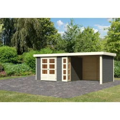 Karibu BBH Kerko 5 Set mit Anbaudach terragrau